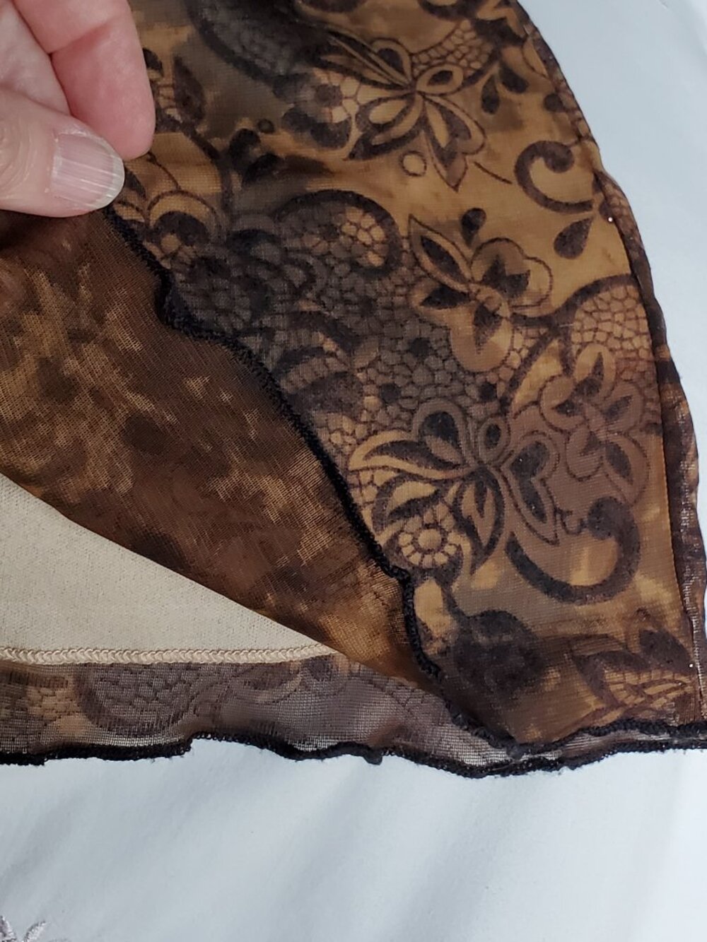 VTG Susan Lawrence Y2K Whimsigoth Sheer Mesh Floral Paisley Ruched Top M - Picture 3 of 14